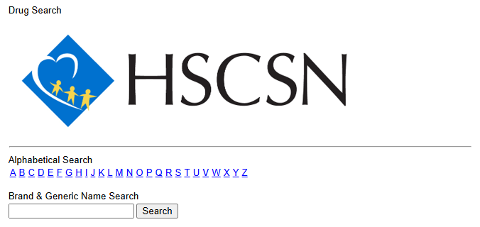 Screenshot of Drug Search tool