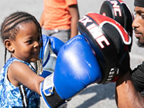 Girl having fun at a community event.